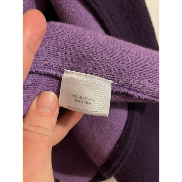 Eileen Fisher Two Tone Purple Lambs Wool & Cotton Blend Open Oversized Cardigan - Picture 5 of 15